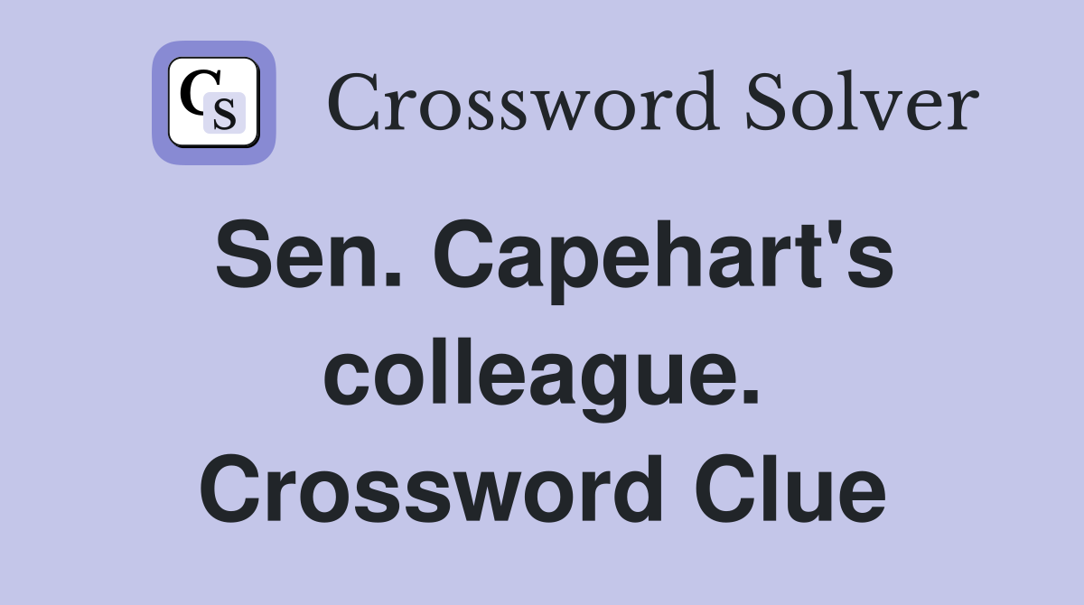 Sen. Capehart's colleague. Crossword Clue