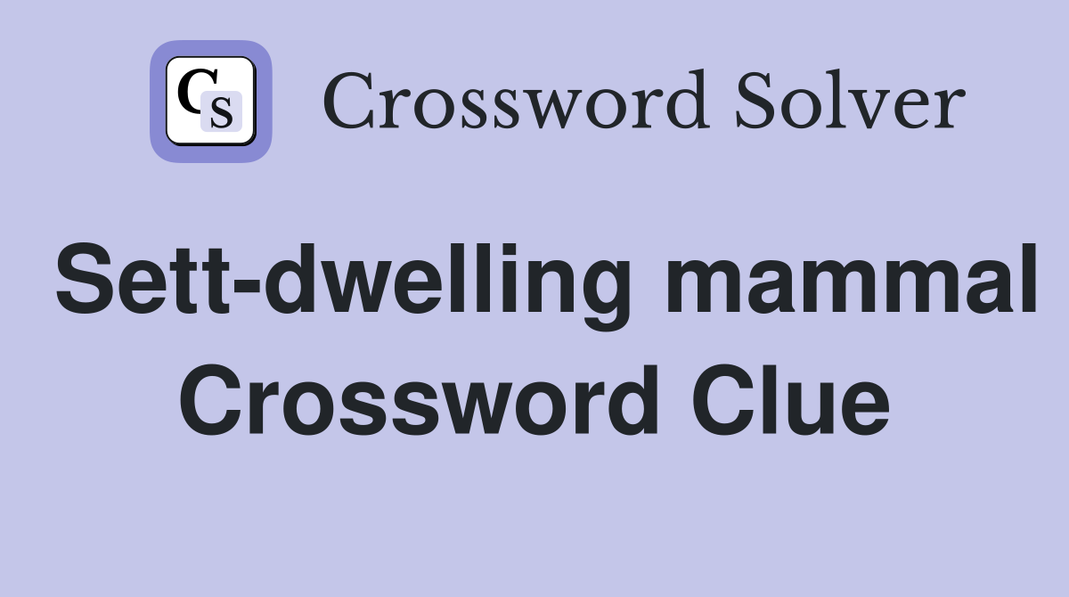 Sett-dwelling mammal Crossword Clue