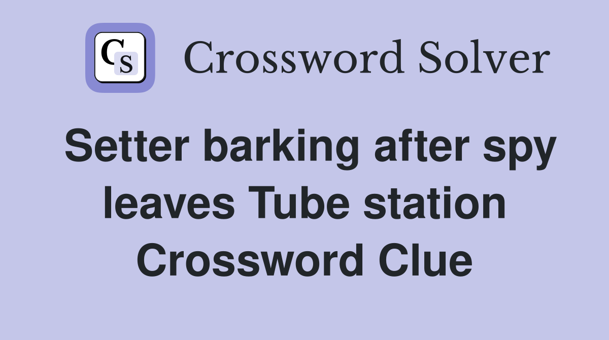 Setter barking after spy leaves Tube station Crossword Clue