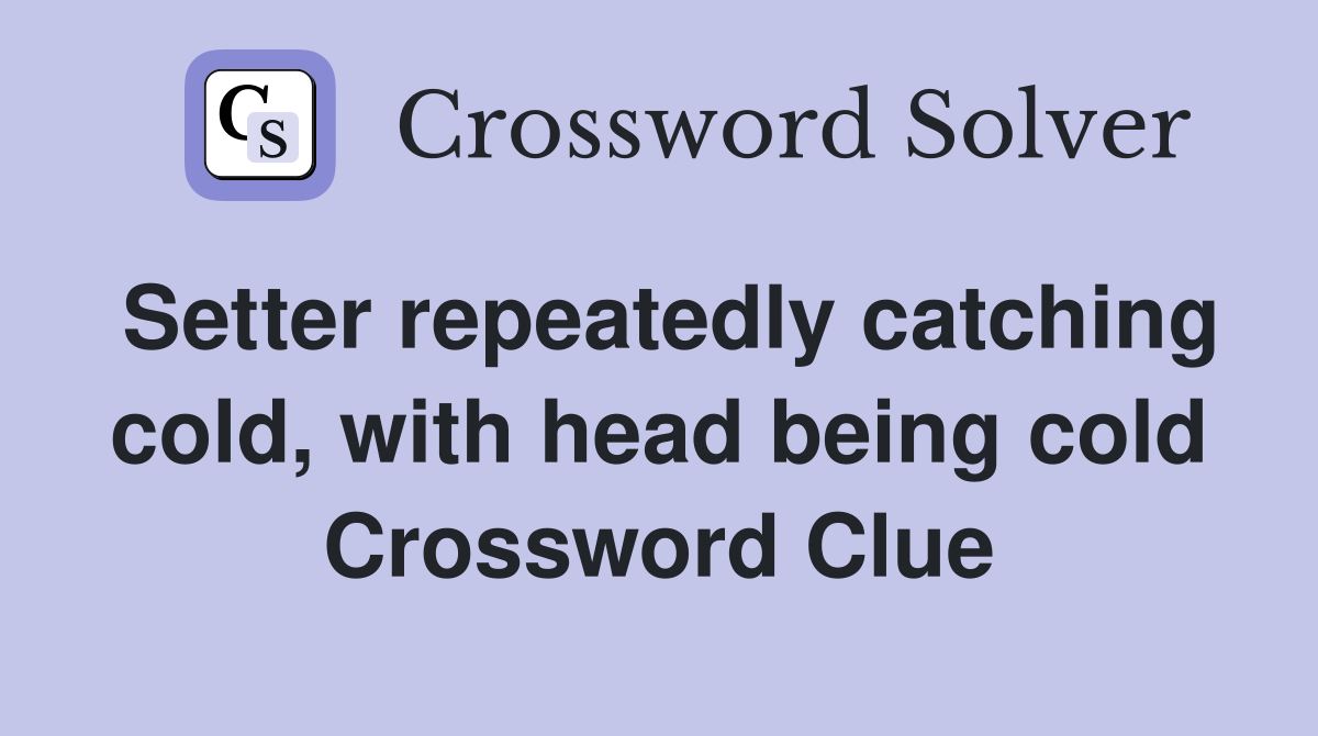 Setter repeatedly catching cold, with head being cold Crossword Clue