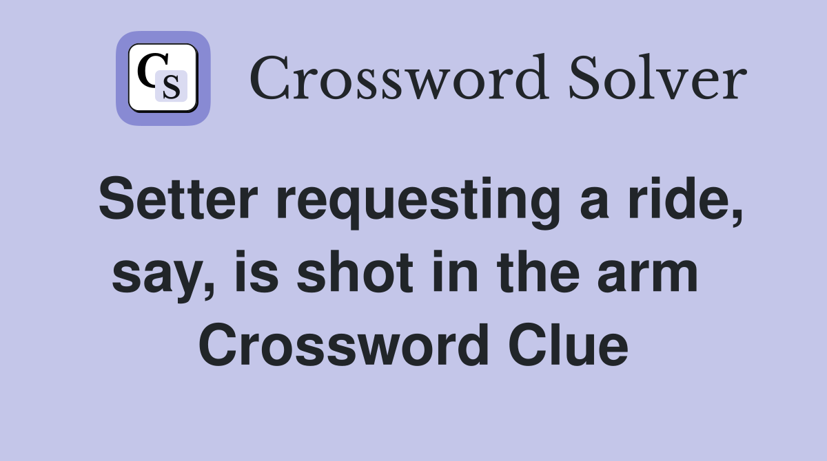 Setter requesting a ride, say, is shot in the arm  Crossword Clue
