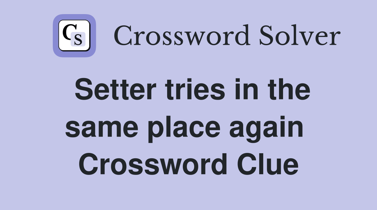 Setter tries in the same place again  Crossword Clue