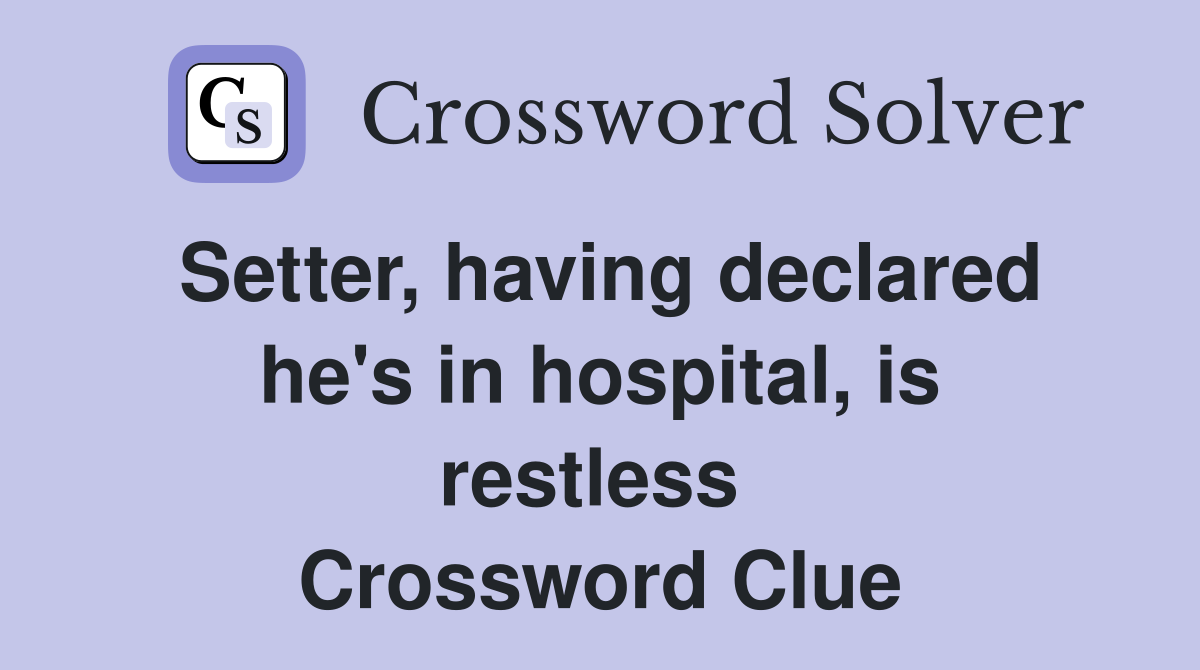 Setter, having declared he's in hospital, is restless  Crossword Clue