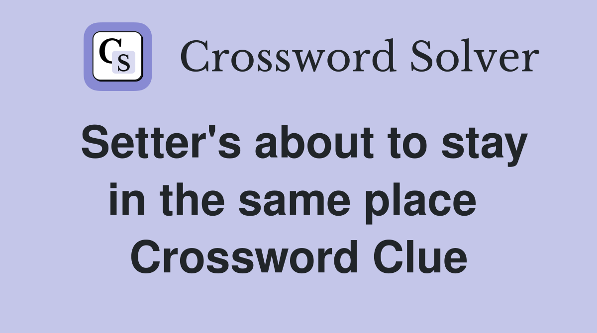 Setter's about to stay in the same place  Crossword Clue
