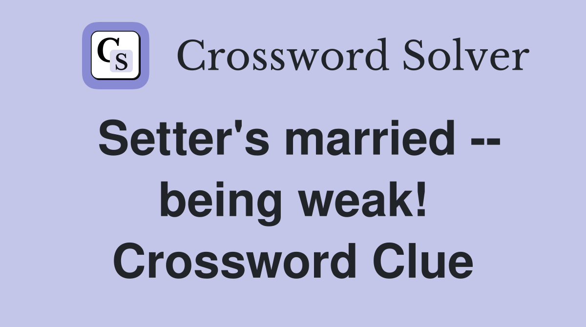 Setter's married -- being weak! Crossword Clue