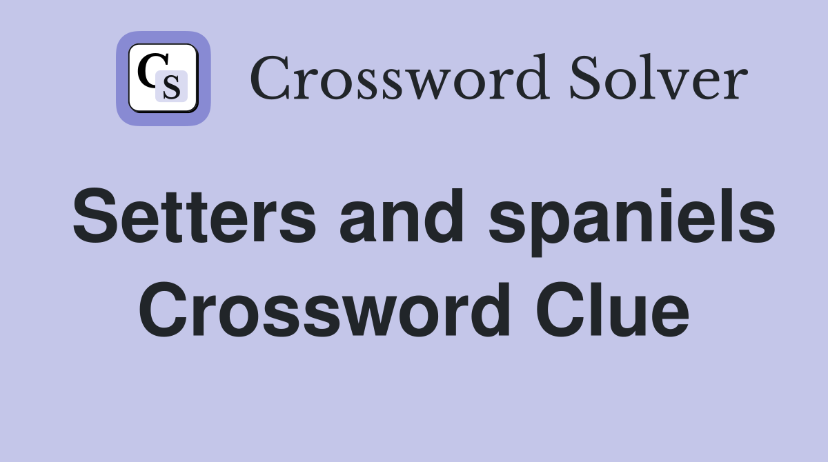 Setters and spaniels Crossword Clue