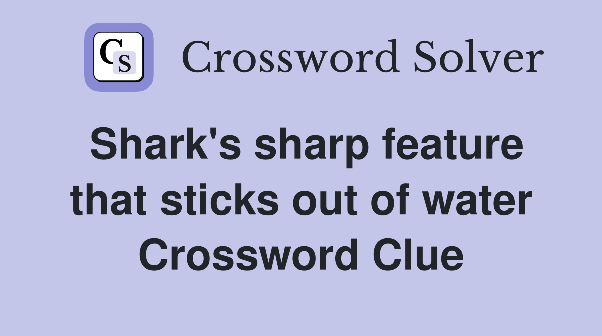 Shark's sharp feature that sticks out of water Crossword Clue