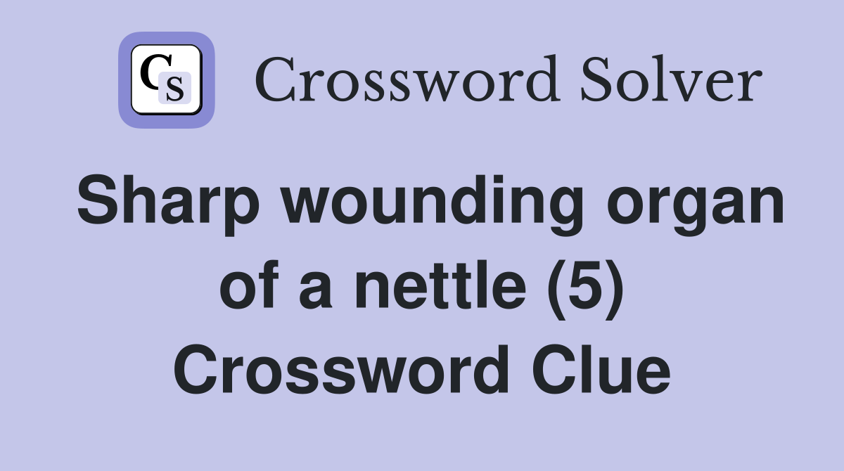 Sharp wounding organ of a nettle (5) Crossword Clue