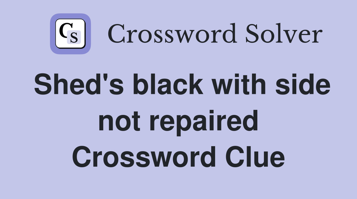 Shed's black with side not repaired Crossword Clue