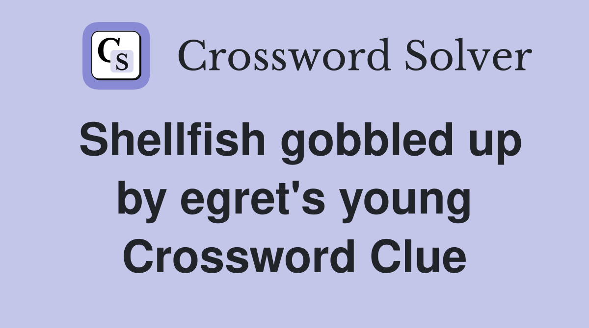 Shellfish gobbled up by egret's young Crossword Clue