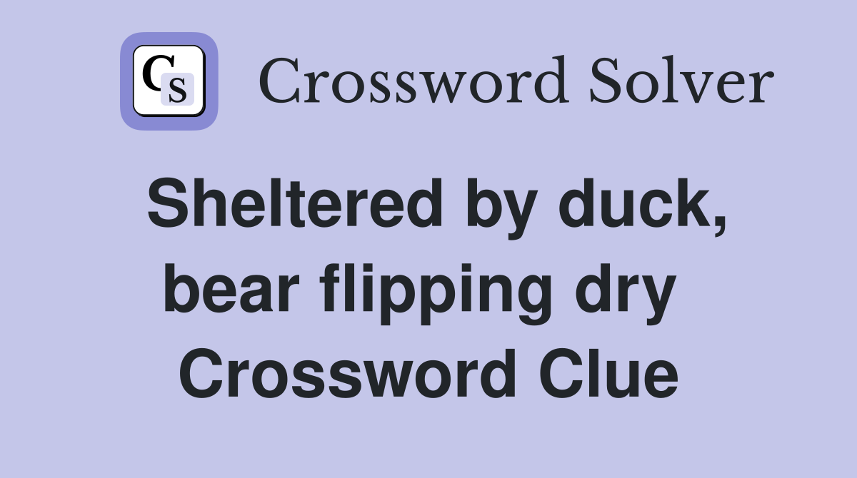 Sheltered by duck, bear flipping dry  Crossword Clue