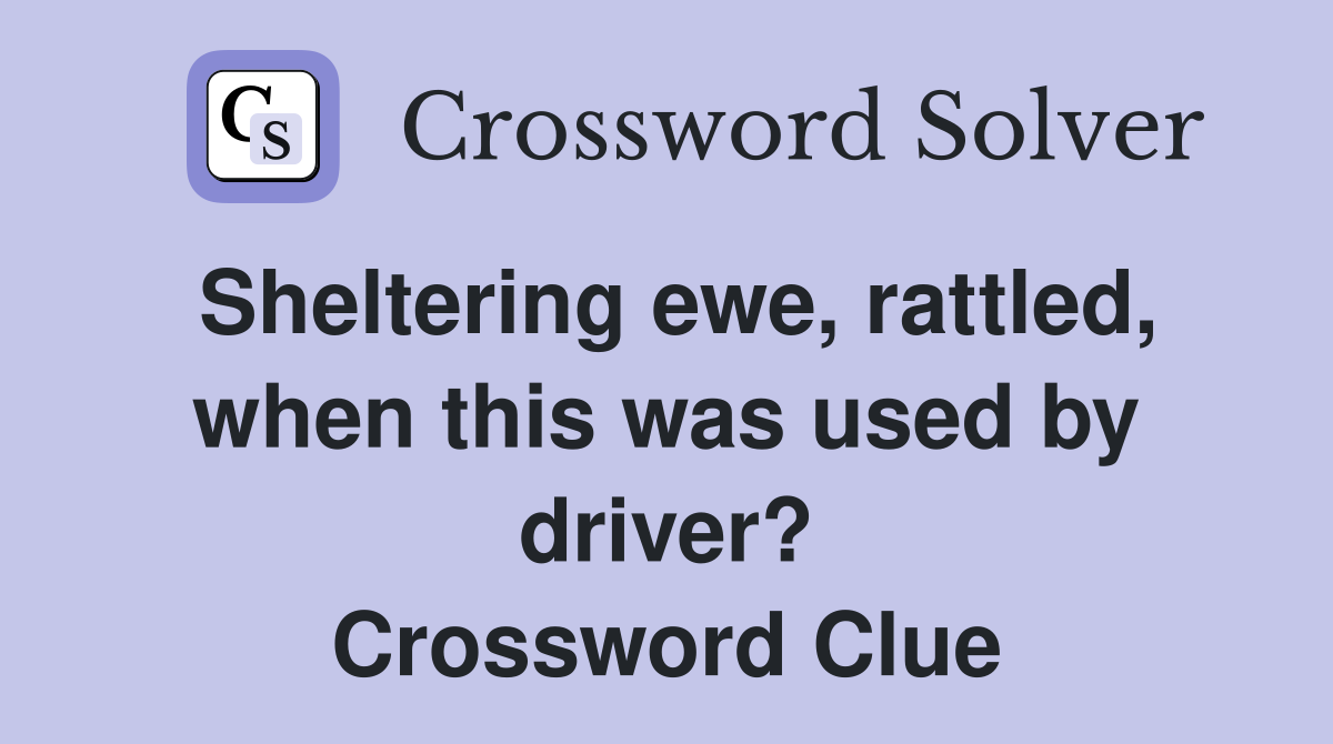 Sheltering ewe, rattled, when this was used by driver? Crossword Clue