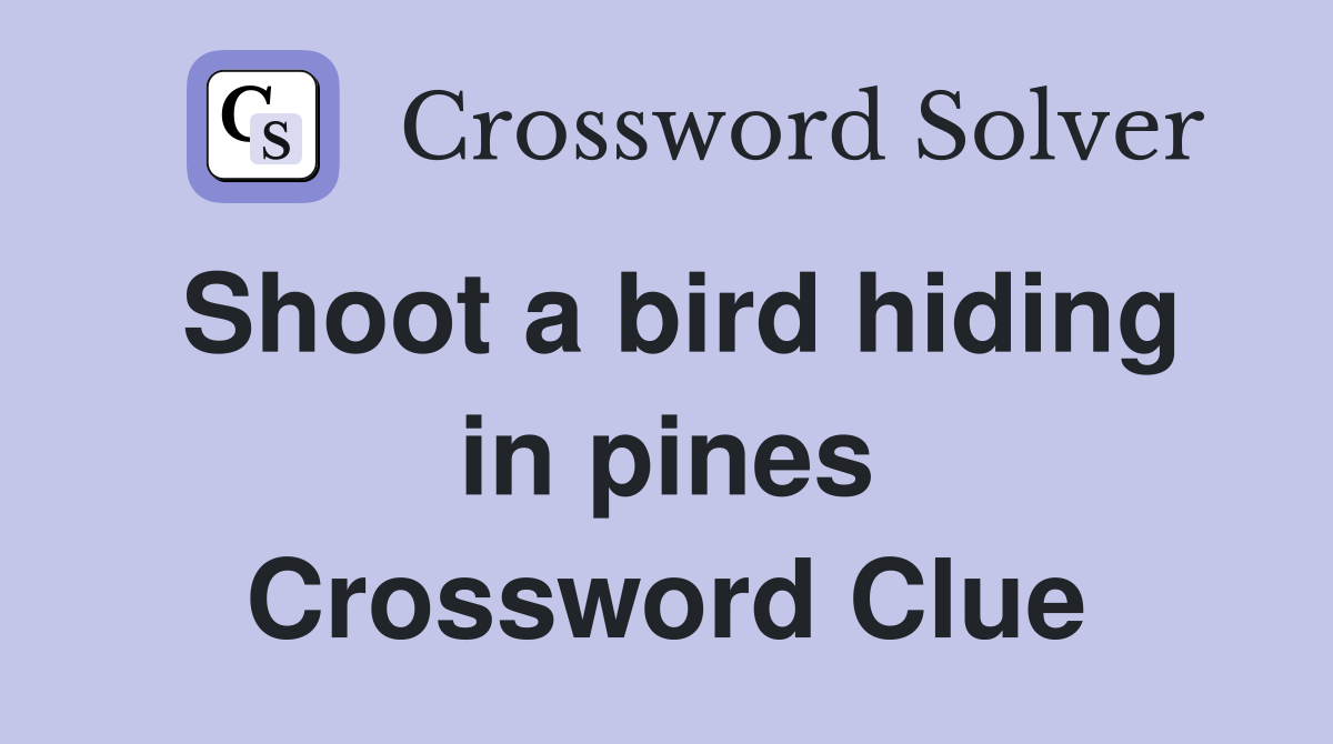 Shoot a bird hiding in pines Crossword Clue