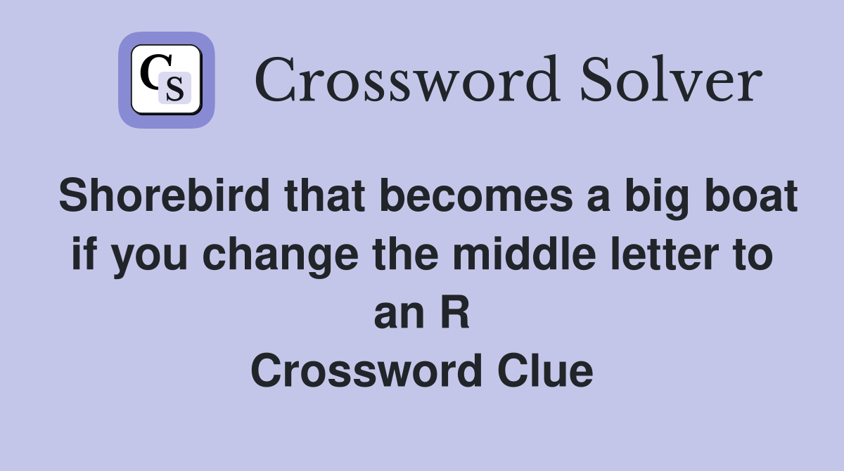 Shorebird that becomes a big boat if you change the middle letter to an R Crossword Clue