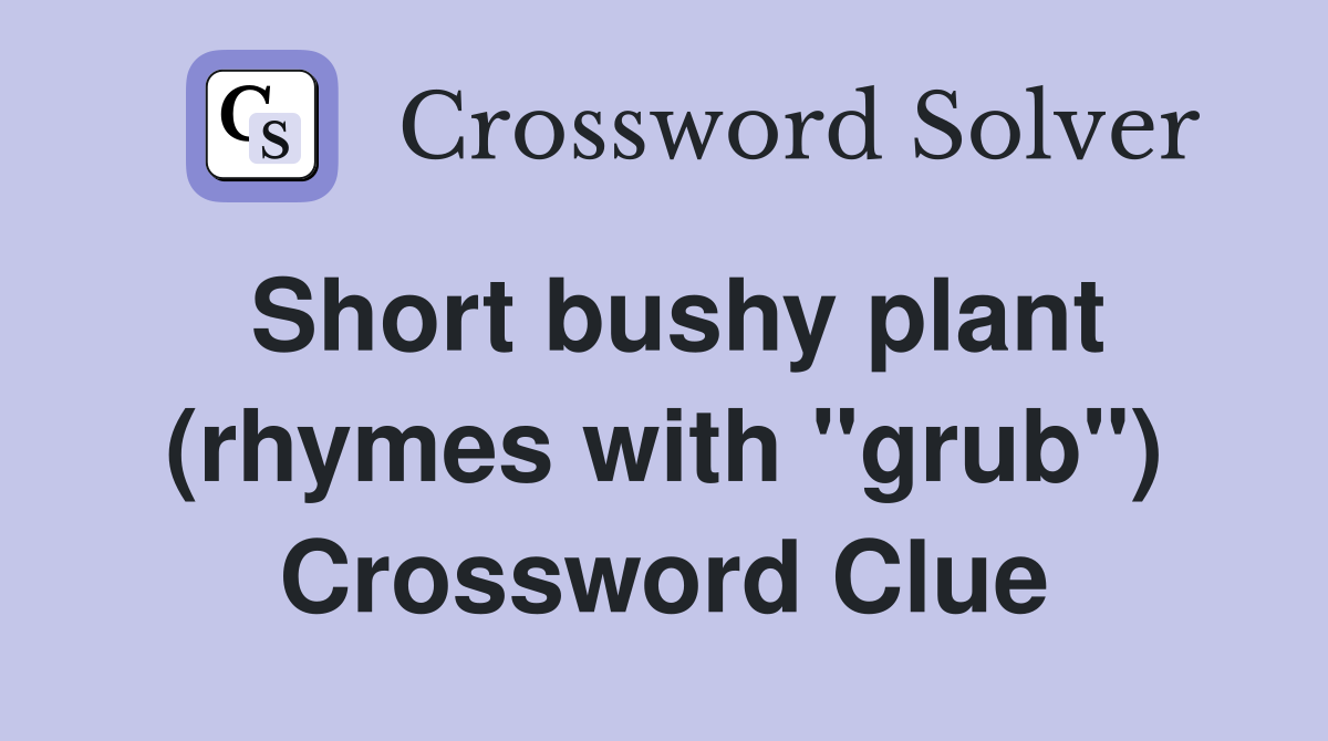 Short bushy plant (rhymes with "grub") Crossword Clue