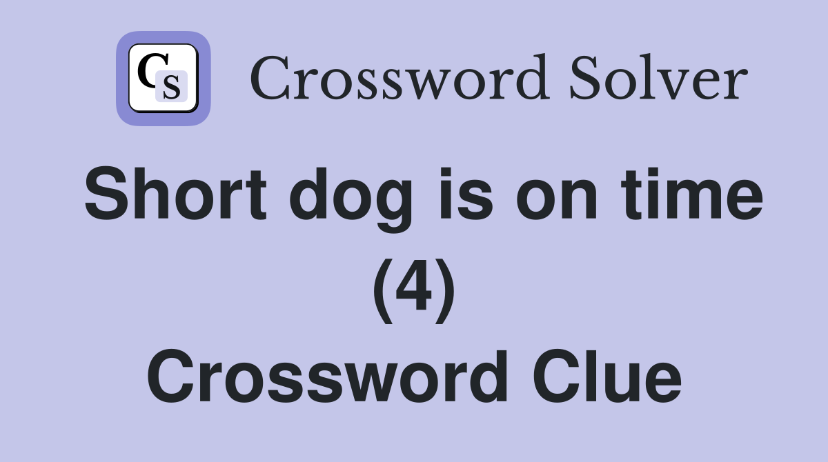 Short dog is on time (4) Crossword Clue