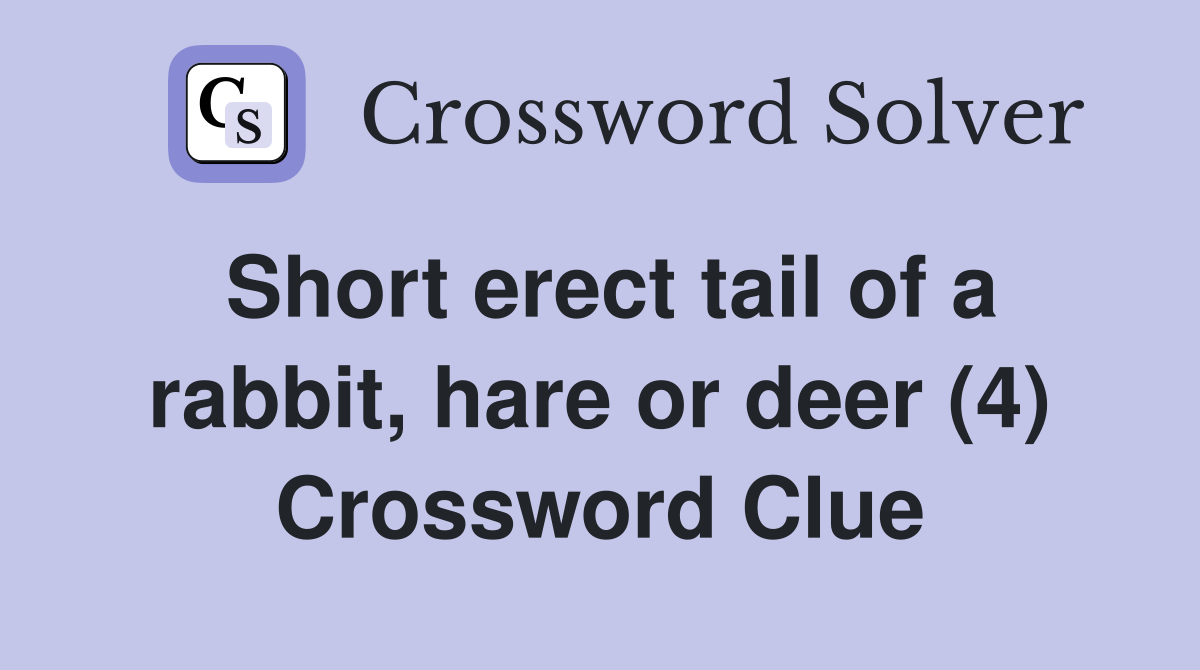 Short erect tail of a rabbit, hare or deer (4) Crossword Clue