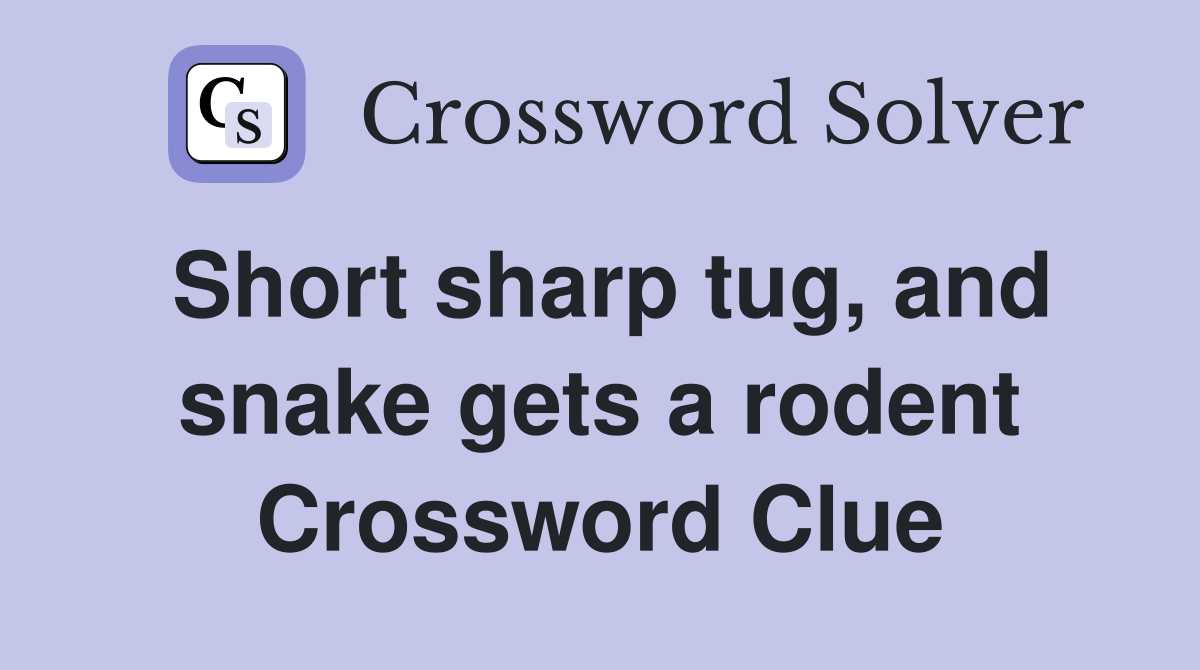 Short sharp tug, and snake gets a rodent Crossword Clue