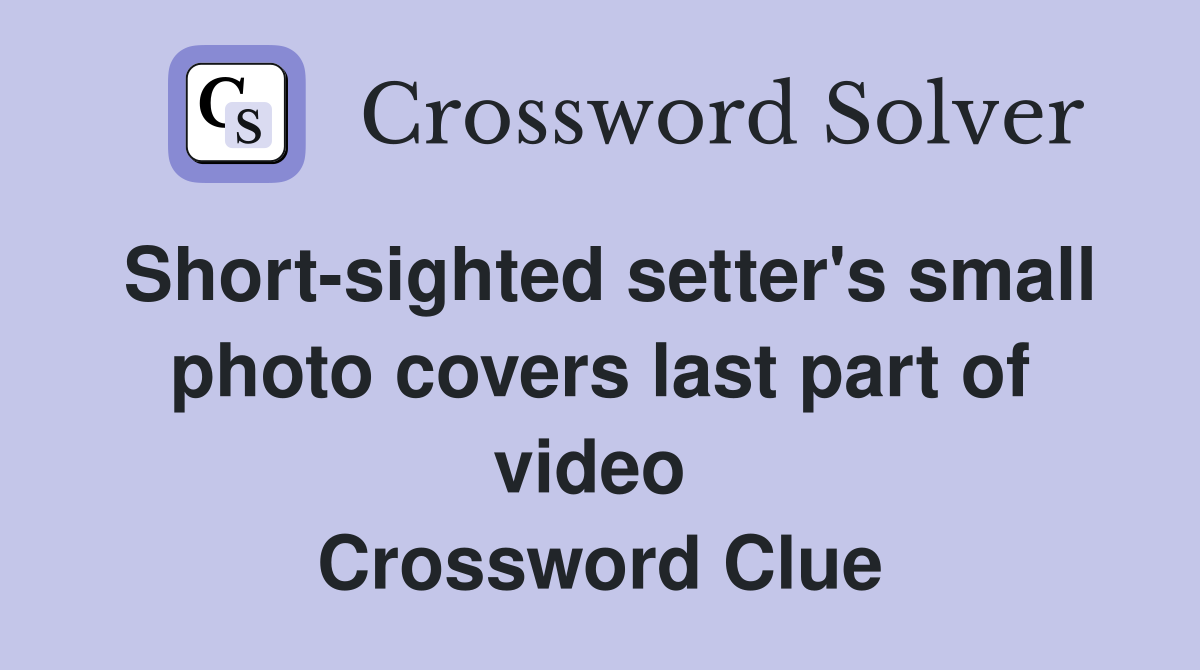 Short-sighted setter's small photo covers last part of video  Crossword Clue