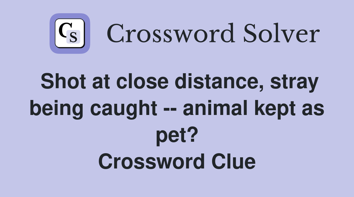 Shot at close distance, stray being caught -- animal kept as pet? Crossword Clue