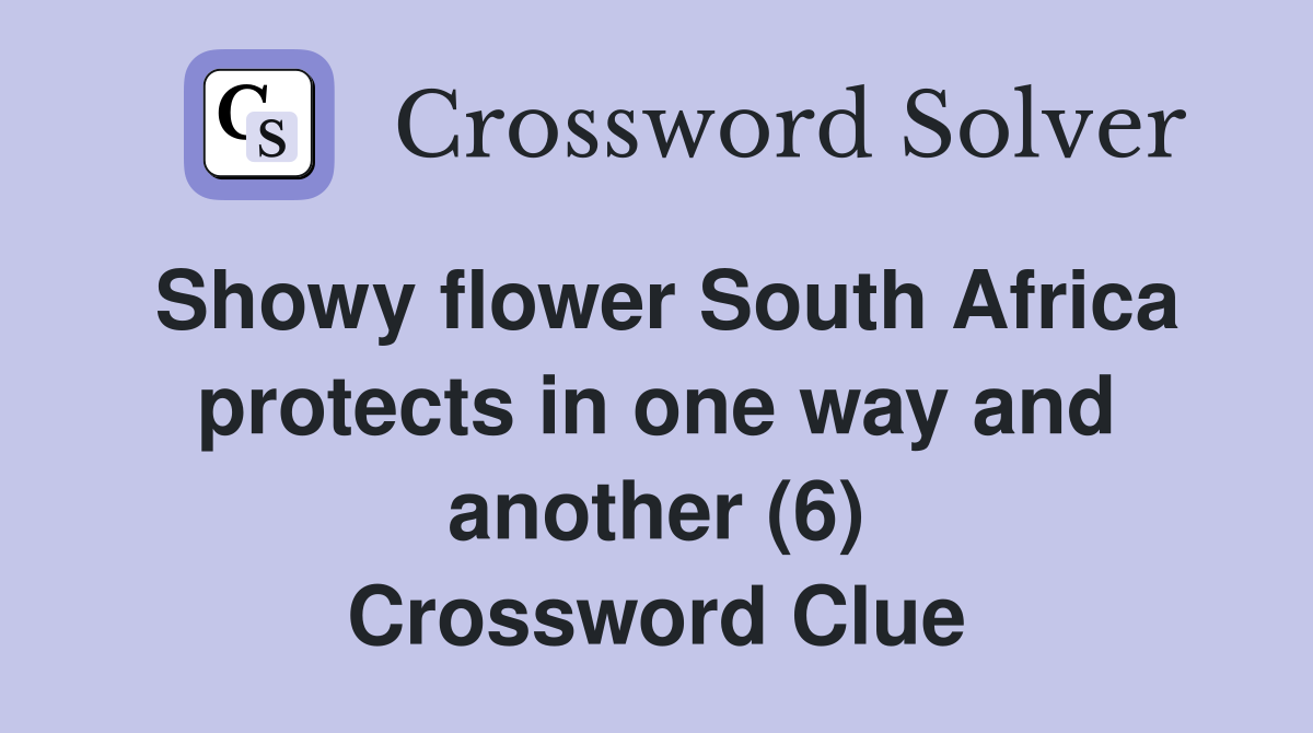 Showy flower South Africa protects in one way and another (6) Crossword Clue