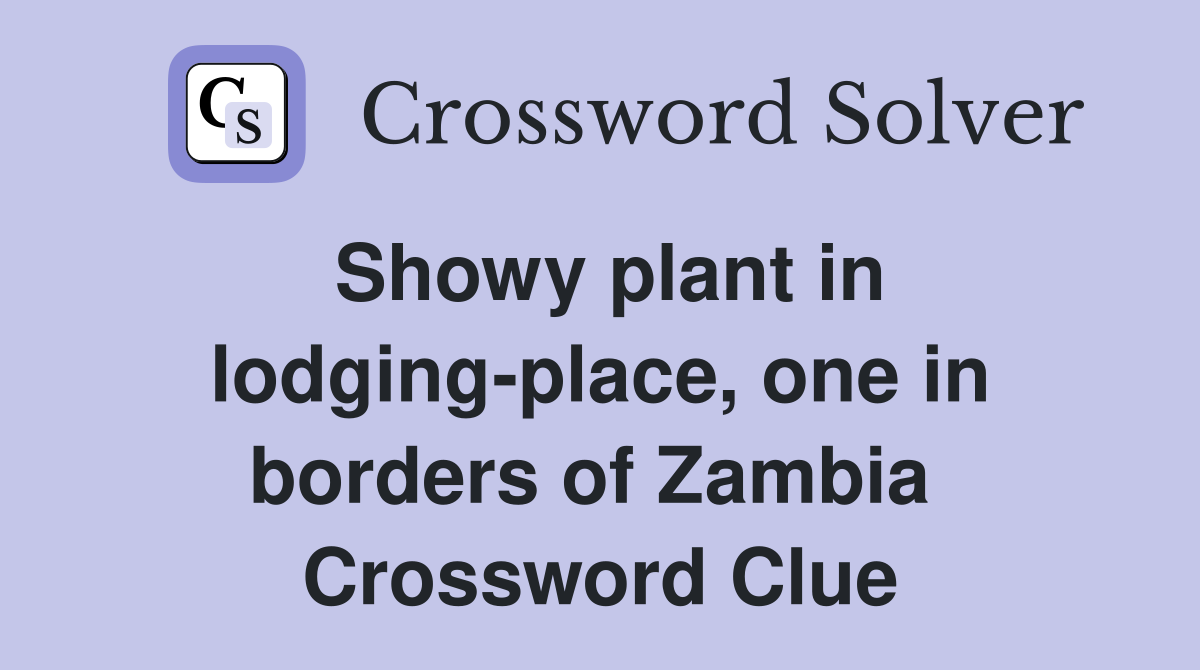 Showy plant in lodging-place, one in borders of Zambia  Crossword Clue