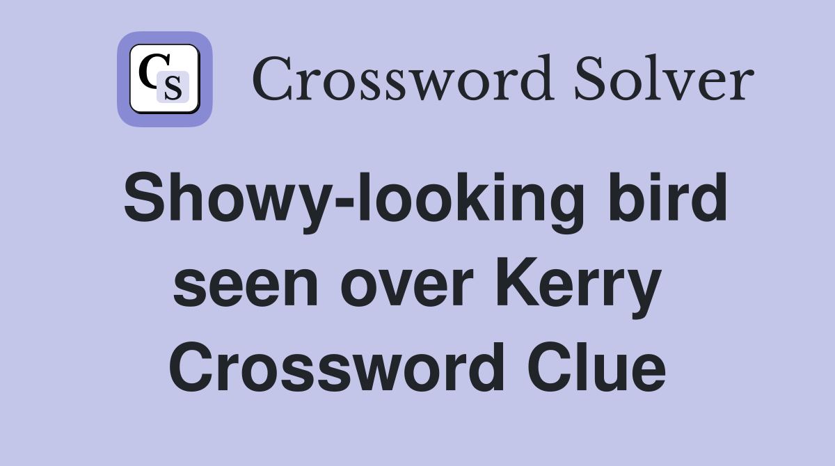 Showy-looking bird seen over Kerry Crossword Clue