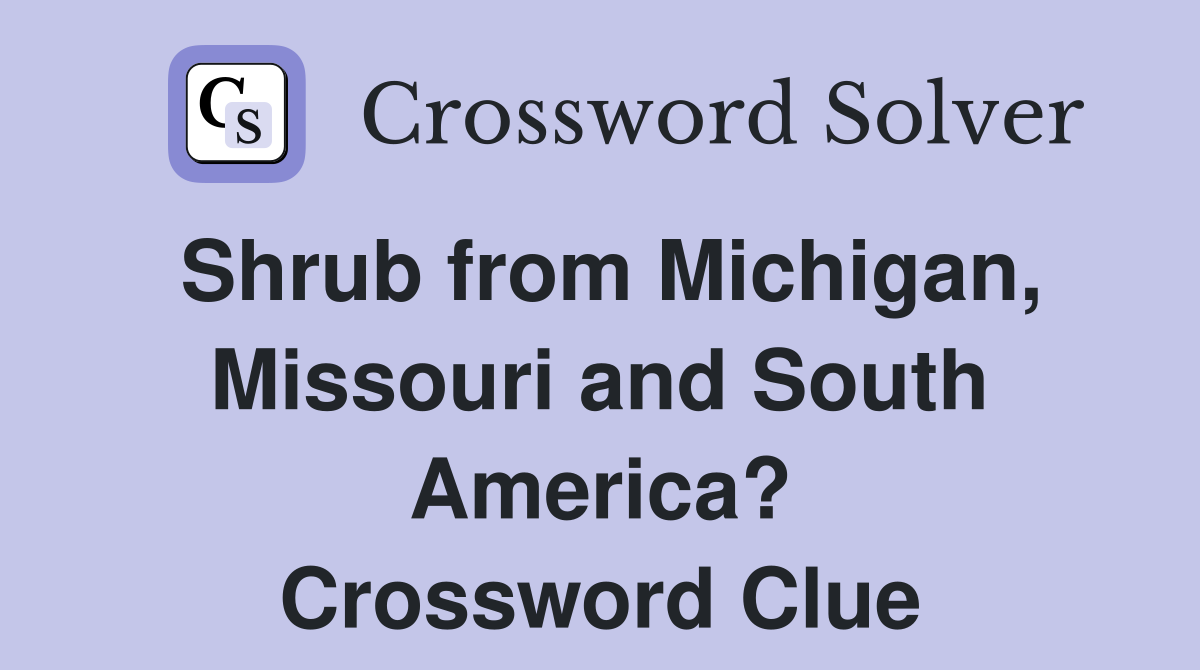 Shrub from Michigan, Missouri and South America? Crossword Clue