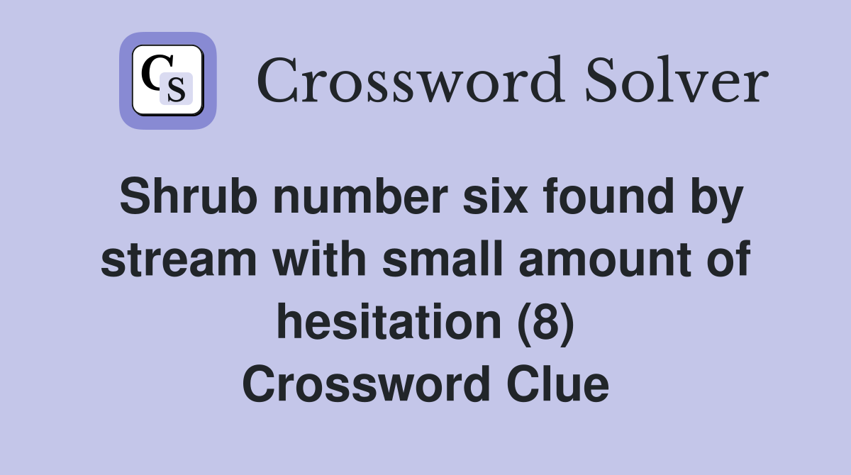 Shrub number six found by stream with small amount of hesitation (8) Crossword Clue