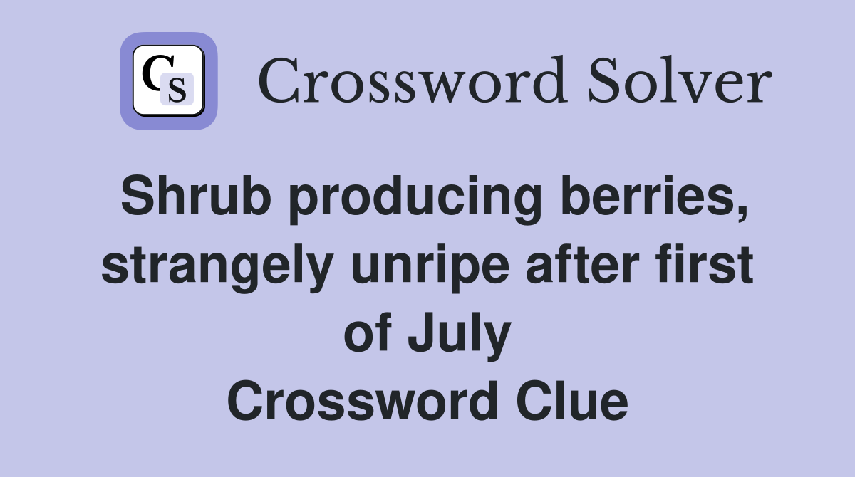 Shrub producing berries, strangely unripe after first of July Crossword Clue