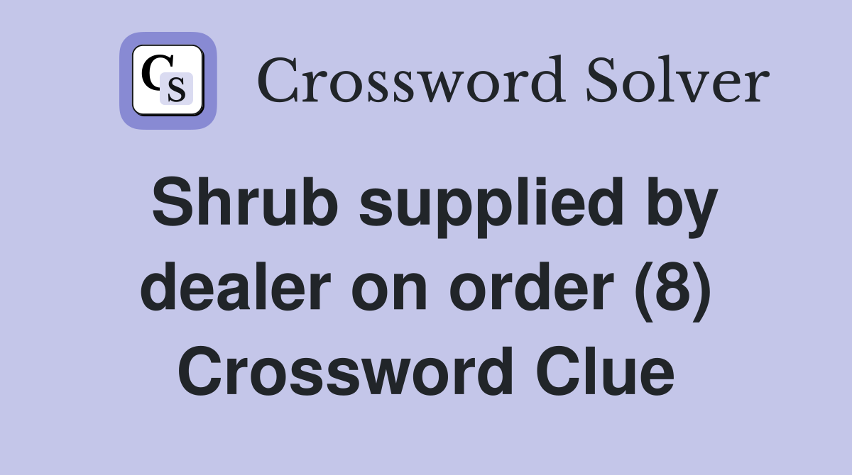 Shrub supplied by dealer on order (8) Crossword Clue