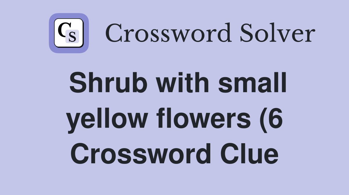 Shrub with small yellow flowers (6) Crossword Clue Answers Shrub with small yellow flowers (6) Crossword Clue Answers