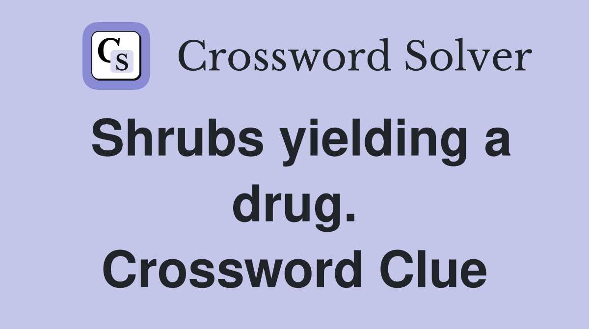 Shrubs yielding a drug. Crossword Clue