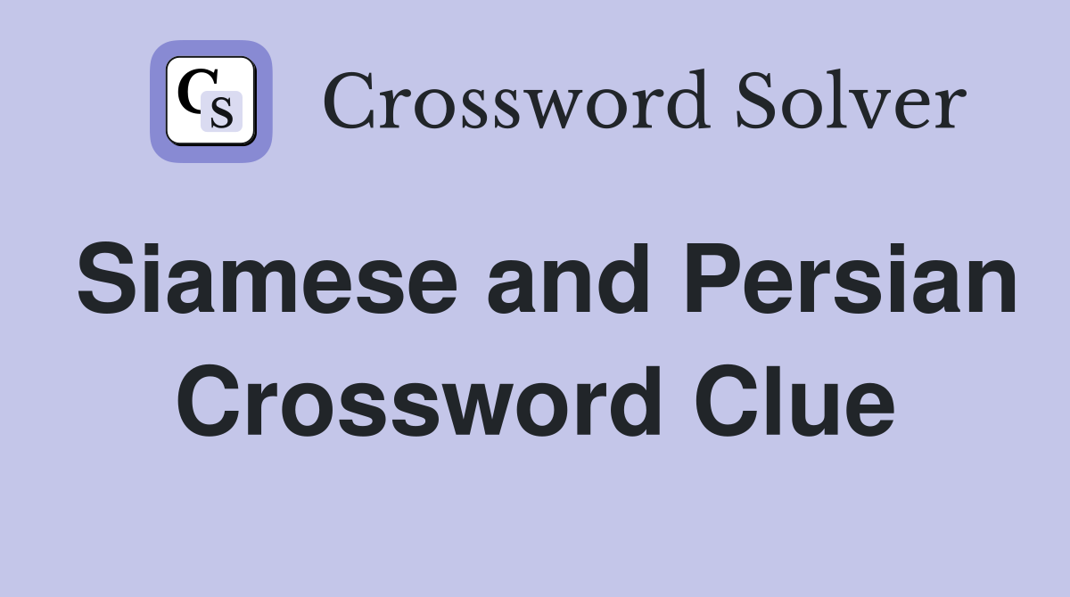 Siamese and Persian Crossword Clue