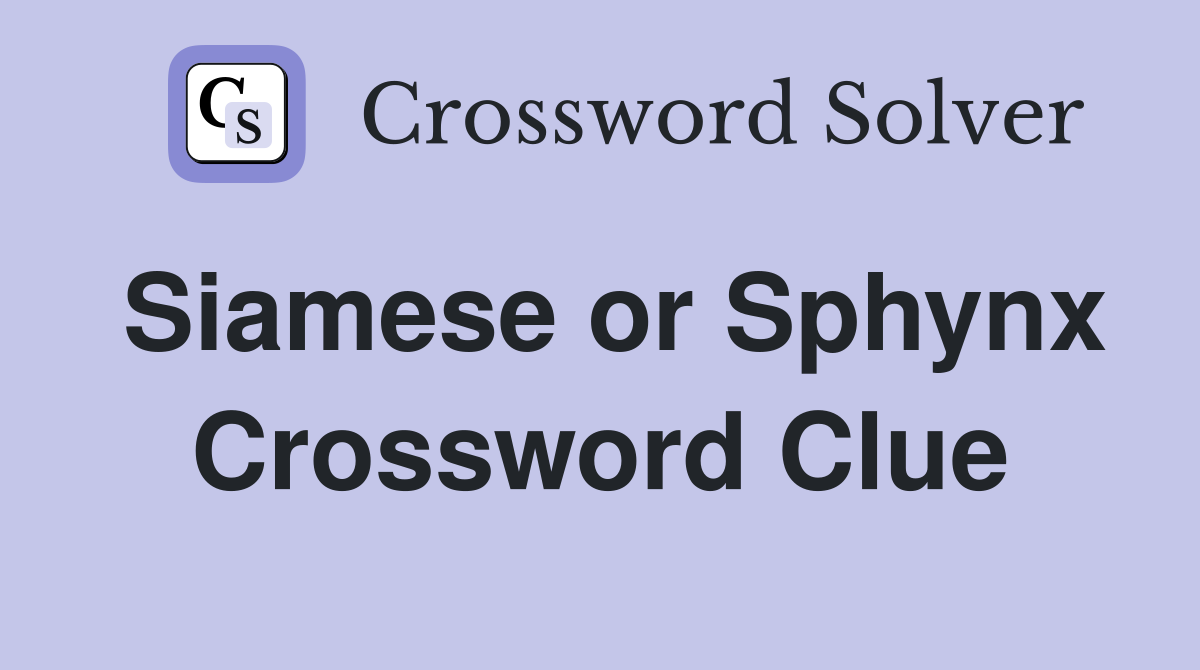 Siamese or Sphynx Crossword Clue