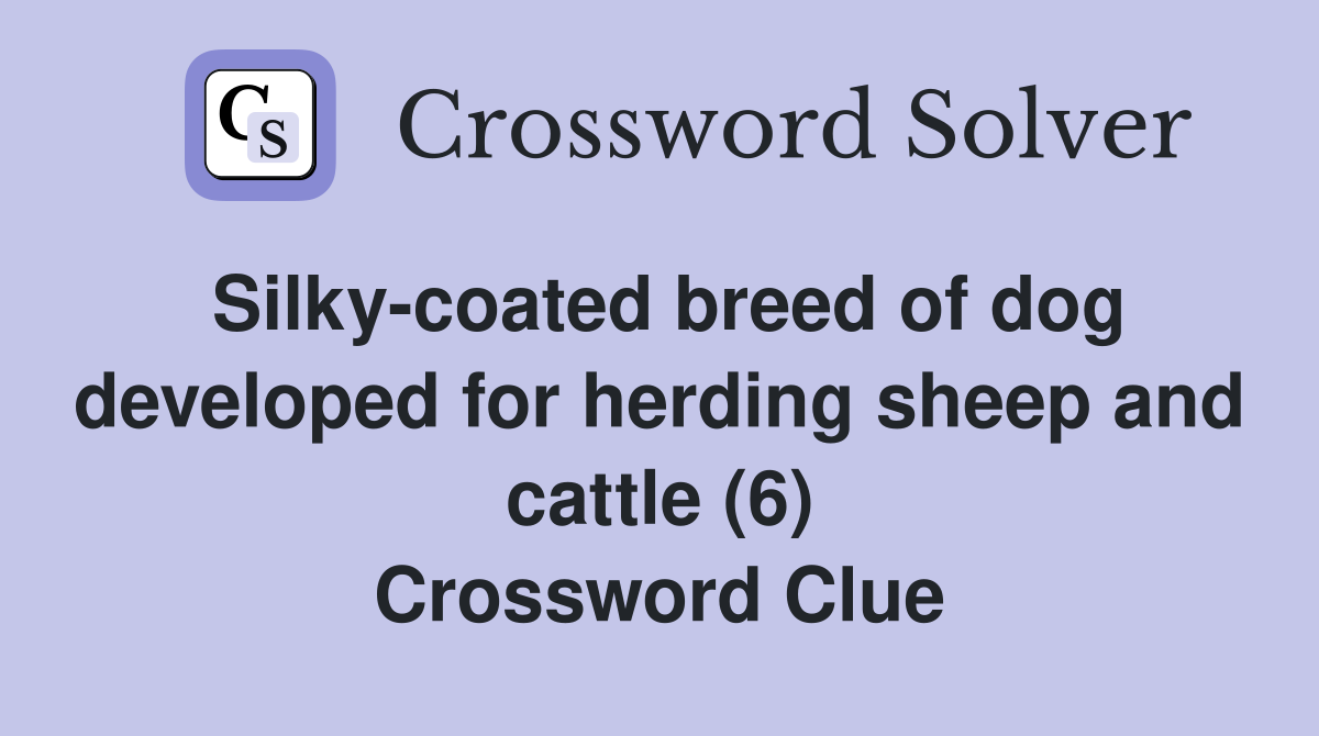 Silky-coated breed of dog developed for herding sheep and cattle (6) Crossword Clue