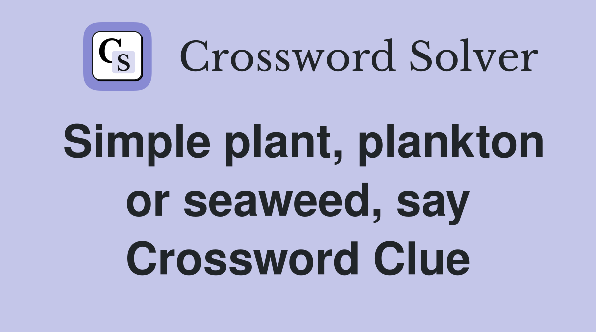 Simple plant, plankton or seaweed, say Crossword Clue