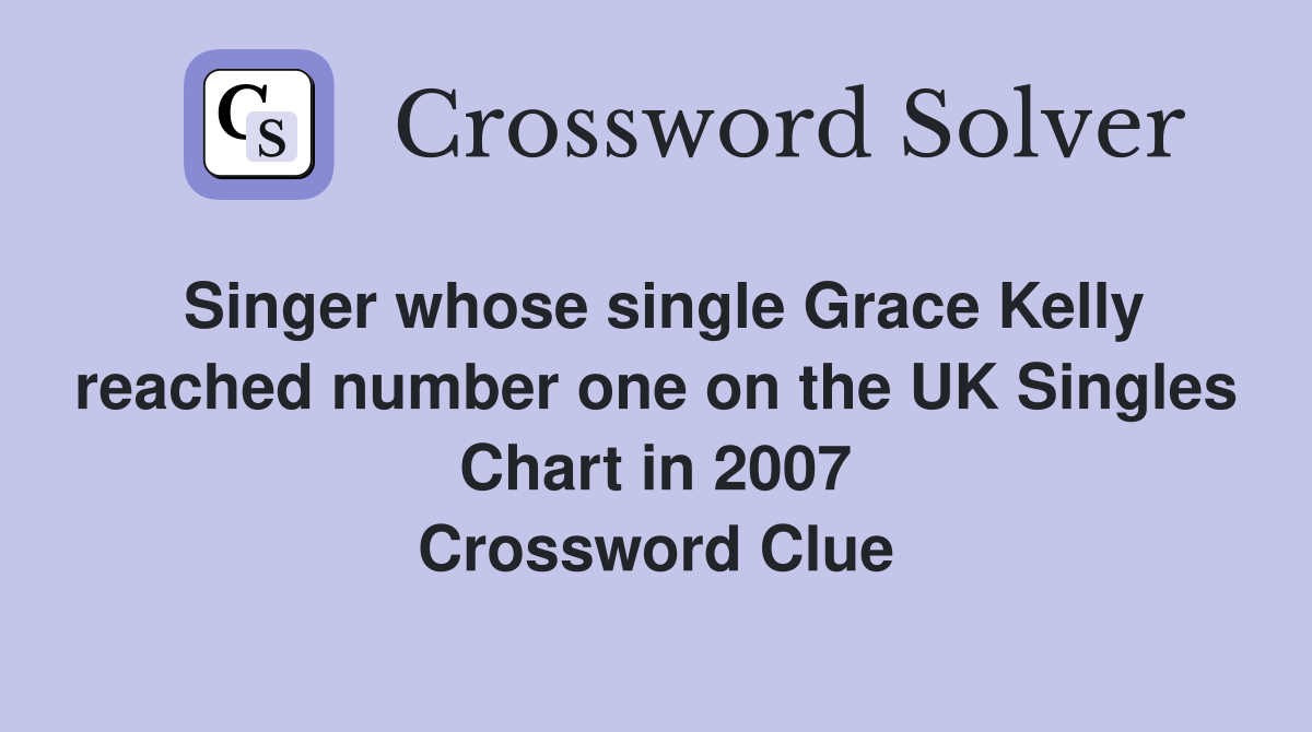 Singer whose single Grace Kelly reached number one on the UK Singles Chart in 2007 Crossword Clue