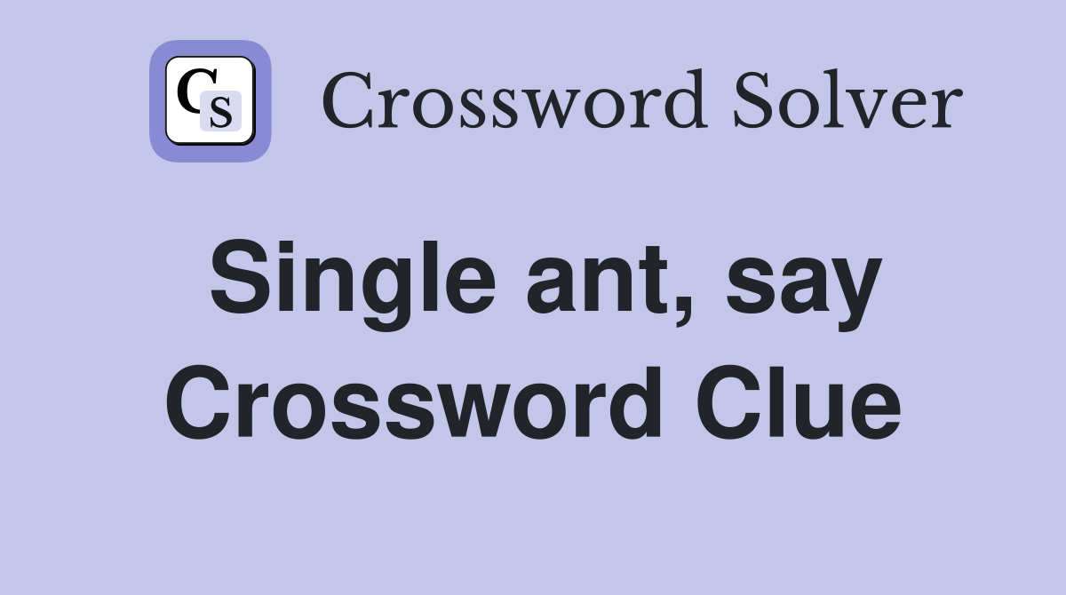 Single ant, say Crossword Clue