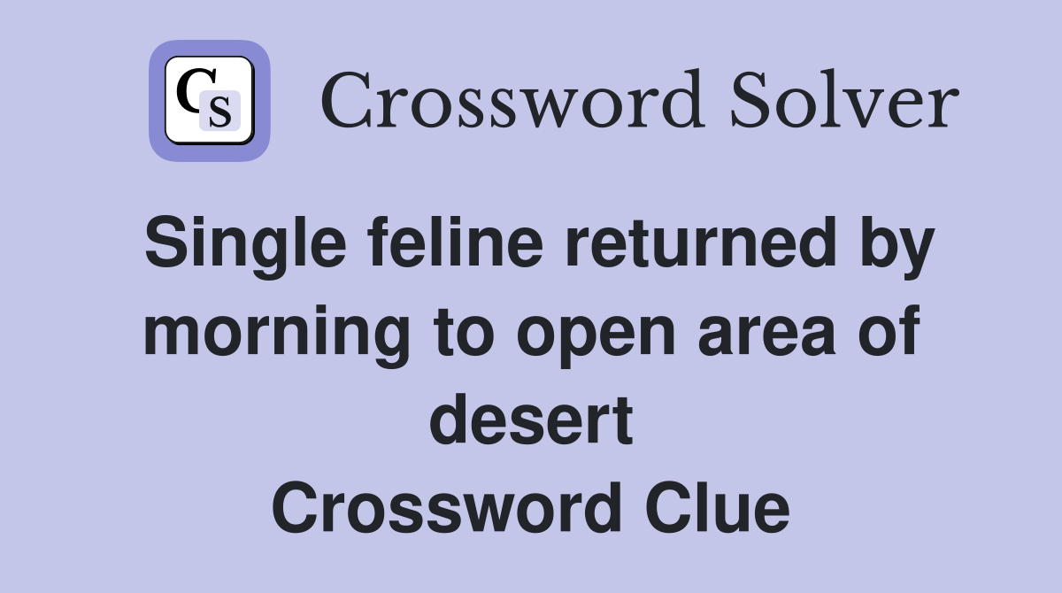 Single feline returned by morning to open area of desert Crossword Clue