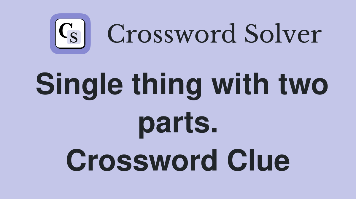 Single thing with two parts. Crossword Clue