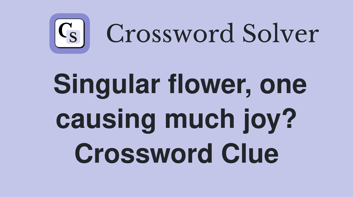 Singular flower, one causing much joy? Crossword Clue