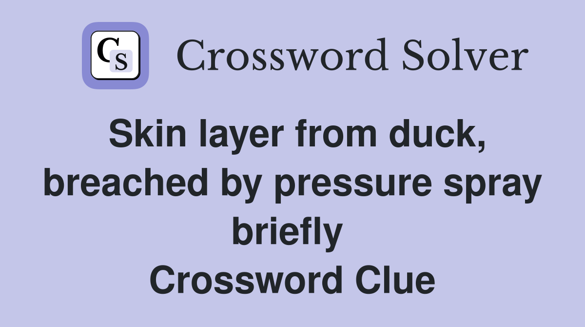 Skin layer from duck, breached by pressure spray briefly  Crossword Clue
