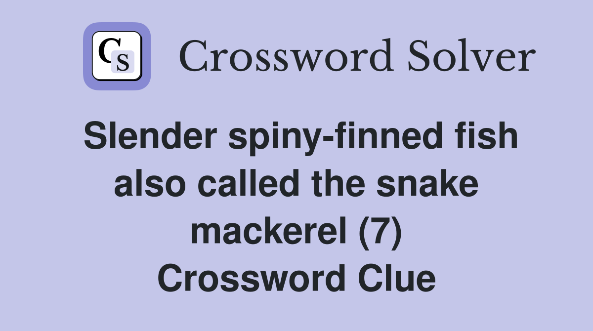 Slender spiny-finned fish also called the snake mackerel (7) Crossword Clue
