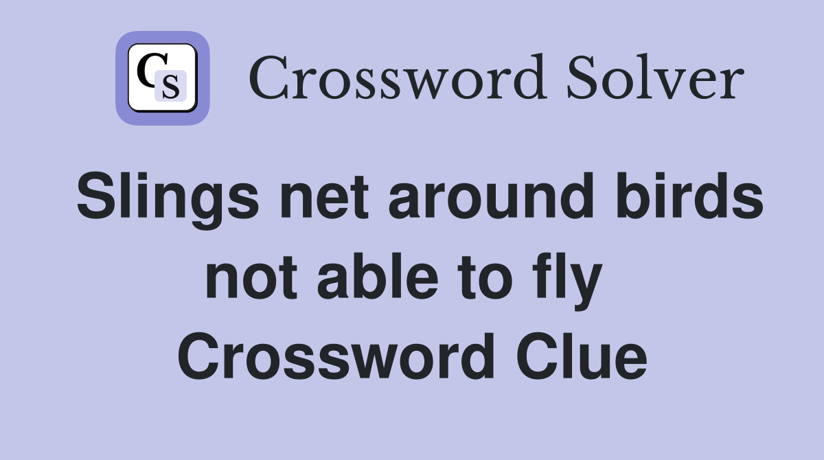 Slings net around birds not able to fly  Crossword Clue