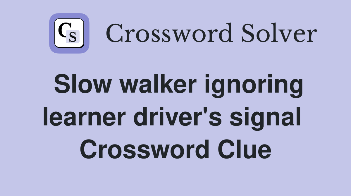 Slow walker ignoring learner driver's signal  Crossword Clue
