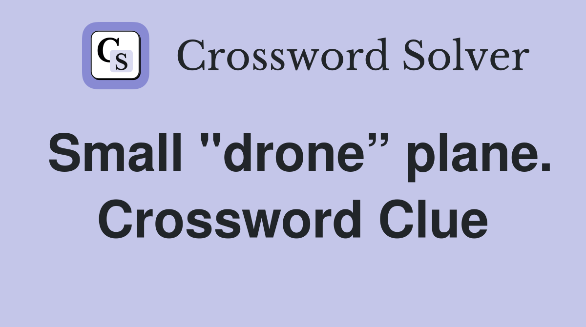 Small "drone” plane. Crossword Clue