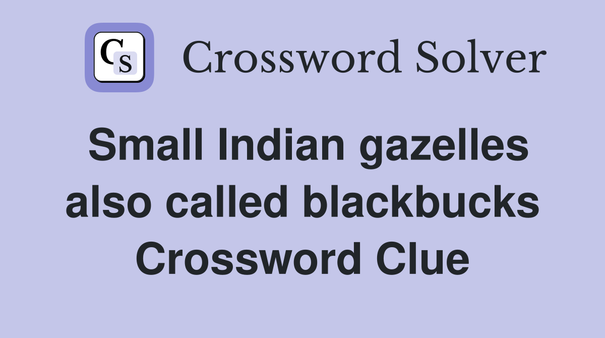 Small Indian gazelles also called blackbucks Crossword Clue