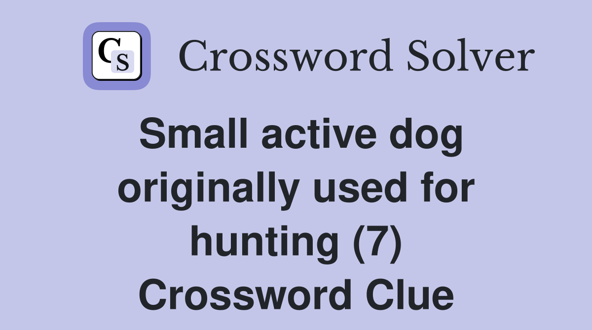 Small active dog originally used for hunting (7) Crossword Clue