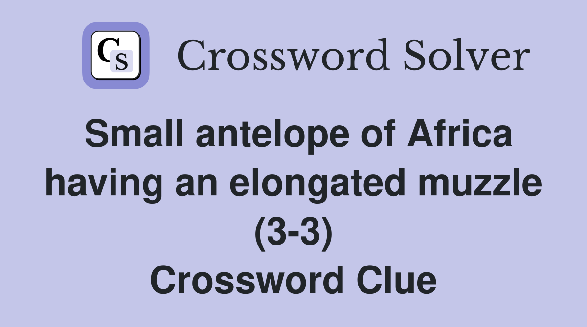 Small antelope of Africa having an elongated muzzle (3-3) Crossword Clue